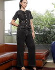 Round Neck Cotton Shirt With Trousers Co-Ords charcoal