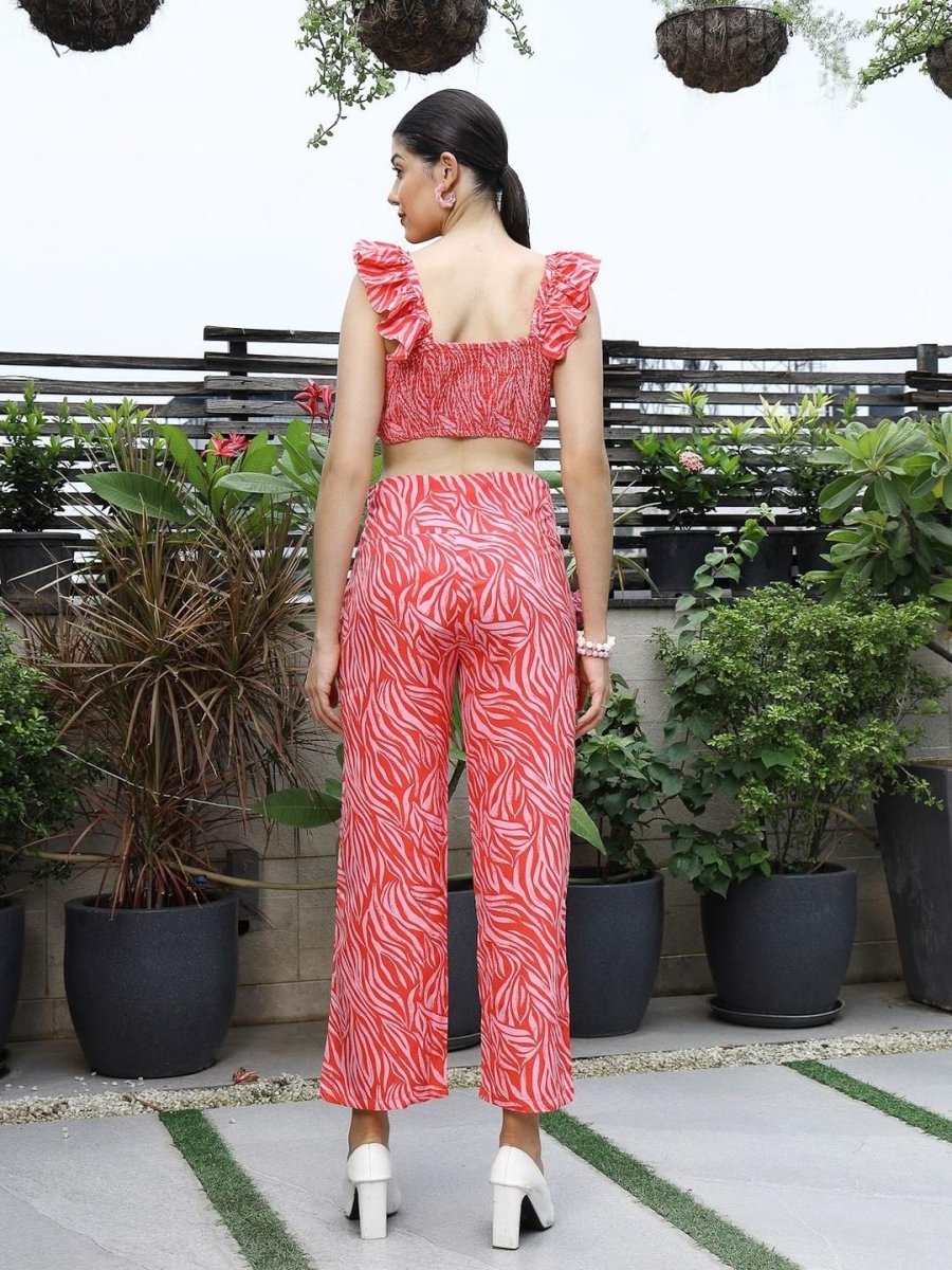 Printed Top With Trousers Co-Ord Set pink