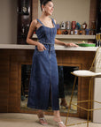 Shoulder Strap Neck Cotton Top With Skirt Co-Ords light-blue