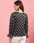 Geometric Printed Bell Sleeves Top