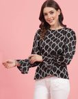 Geometric Printed Bell Sleeves Top