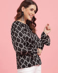 Geometric Printed Bell Sleeves Top