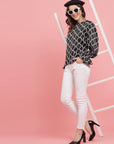 Geometric Printed Bell Sleeves Top
