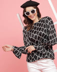 Geometric Printed Bell Sleeves Top