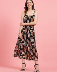 Geometric Printed Shoulder Straps A-Line Dress