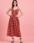 Floral Printed Shoulder Straps Maxi Dress