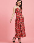 Floral Printed Shoulder Straps Maxi Dress