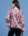 Pink Ethnic Motifs Printed Bell Sleeves Regular Top