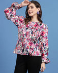 Pink Ethnic Motifs Printed Bell Sleeves Regular Top