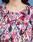 Pink Ethnic Motifs Printed Bell Sleeves Regular Top