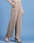 Women Mid-Rise Parallel Trousers