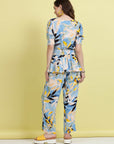 Blue Abstract Printed Top & Trouser