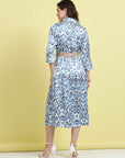 Blue Ethnic Motifs Printed Shirt Midi Dress