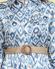 Blue Ethnic Motifs Printed Shirt Midi Dress
