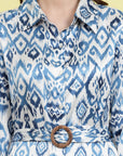 Ethnic Motifs Printed Shirt Collar Cuffed Sleeves Shirt Dress