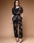 Black Floral Printed Top & Trouser