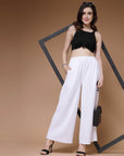 Women Mid-Rise Parallel Trousers