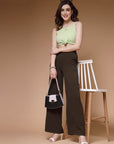 Women Mid-Rise Parallel Trousers