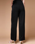 Women Black Mid Rise Plain Parallel Trousers