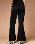 Women Black Mid Rise Plain Bootcut Trousers