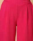 Women Pink Solid Pleated Trousers