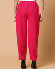 Women Pink Solid Pleated Trousers