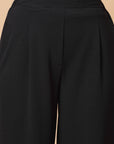 Women Black Solid Pleated Trousers