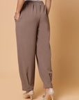 Women Brown Solid Pleated Trousers