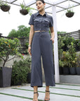 Shirt Collar Short-Sleeve Co-Ord Set blue