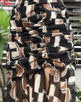 Printed Shoulder Strap Neck Top With Skirt Co-Ord Set charcoal