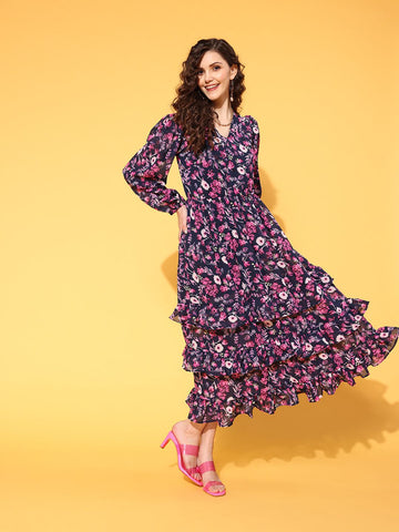 CINK Women Purple Floral Sundress Dress