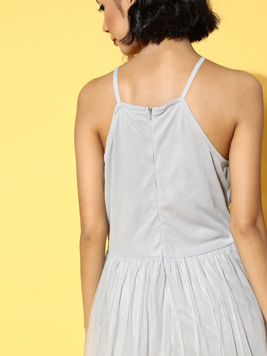 CINK Women Beautiful Grey Solid Bling  Sparkly Dress