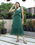 Printed Fit & Flare Midi Dress green