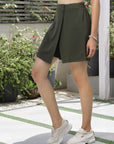 Solid Front-Flat Mini Skorts olive