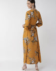 CINK Women Mustard Yellow Floral Printed Maxi Dress