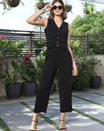 V-Neck Coat With Trousers Co-Ords black