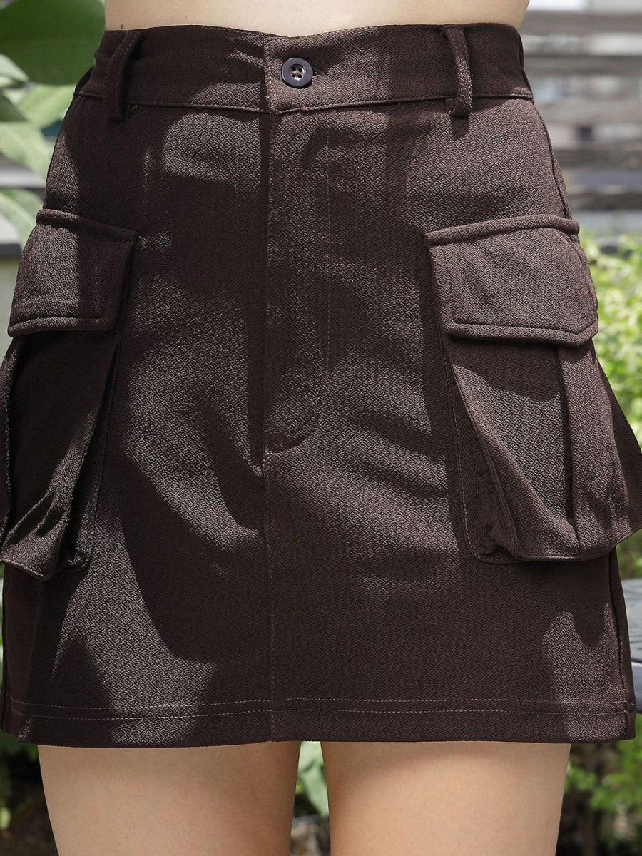 Solid A-Line Mini Skirt coffee-brown