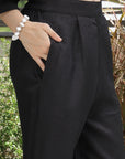 Shirt Collar Embroidered Cotton Shirt With Trousers Co-Ords Set black