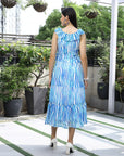 Printed Fit & Flare Midi Dress blue