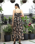 Printed Shoulder Strap Neck Top With Skirt Co-Ord Set charcoal