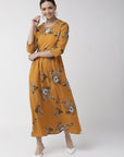 CINK Women Mustard Yellow Floral Printed Maxi Dress