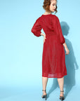 CINK Attractive Red Solid Pleated Form Dress