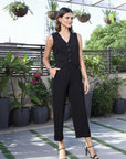 V-Neck Coat With Trousers Co-Ords black