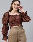 CINK Rust Floral Regular Crop Top