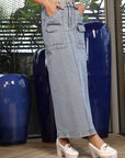 Denim A-Line Midi Denim Skirt blue
