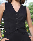 V-Neck Coat With Trousers Co-Ords black