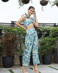 Printed Top With Trousers Co-Ord Set blue