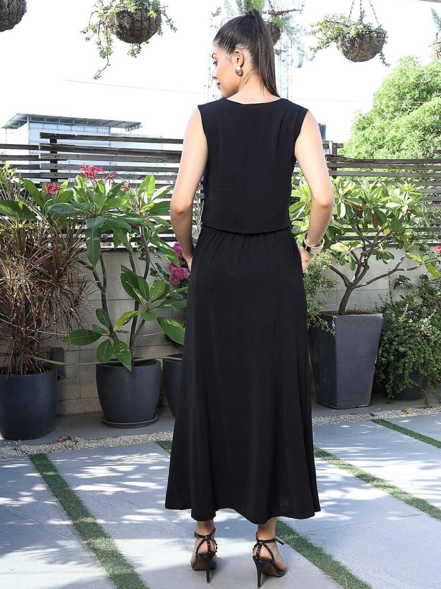 V-Neck Sleeveless Co-Ords black