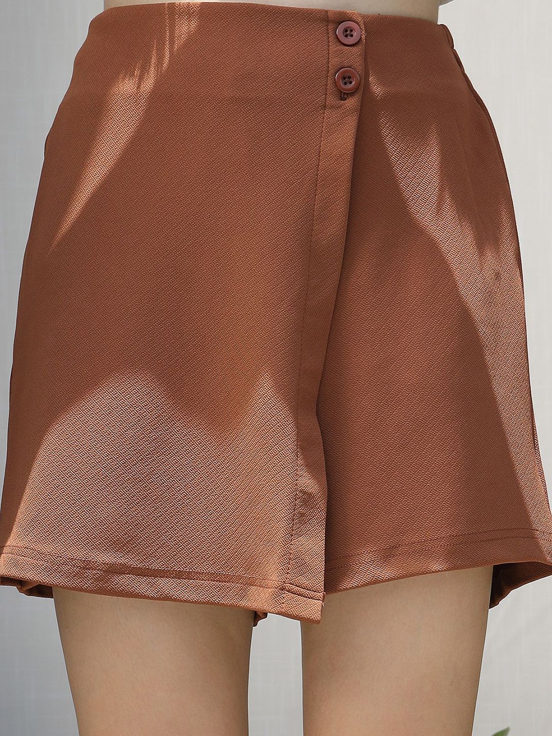 Solid Front-Flat Mini Skorts brown