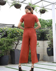 Shirt Collar Short-Sleeve Co-Ord Set rust
